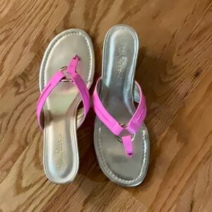 Lilly Pulitzer Pink Thong Sandals with Metallic Footbed